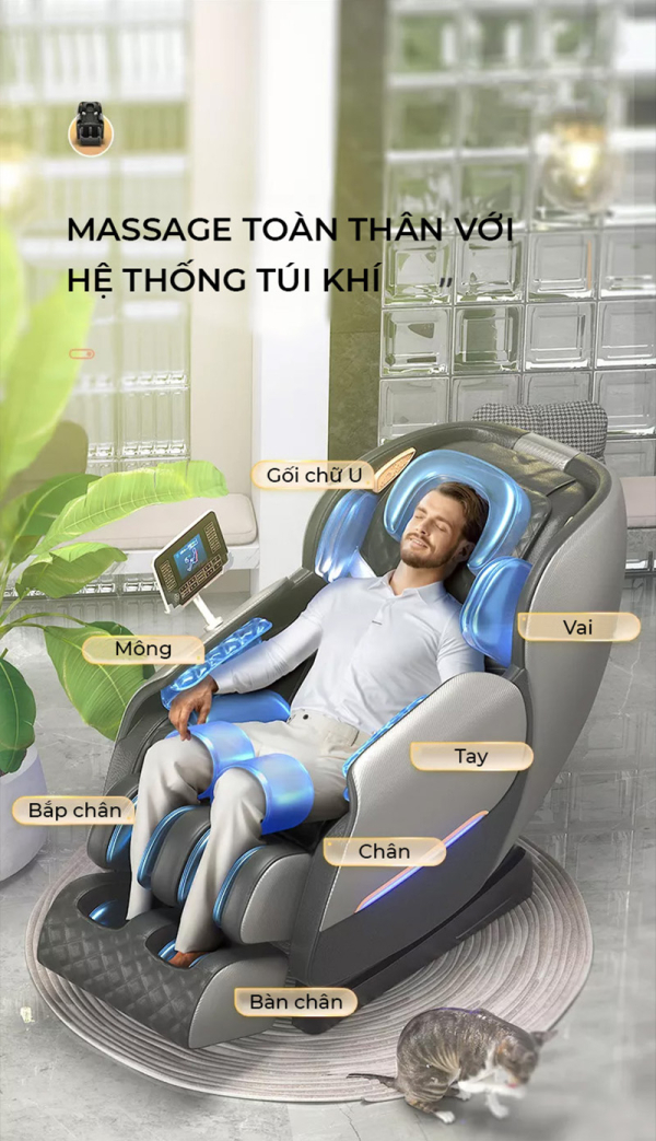 Ghế Massage toàn thân được thiết kế đa dạng hệ thống túi khí
