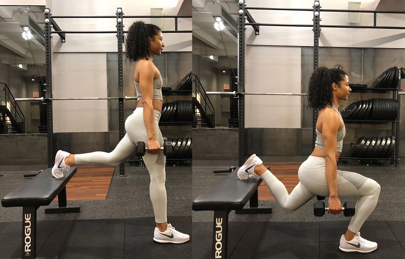 Bài tập squat với tạ đơn cho nữ Dumbbell Single Leg Split Squat